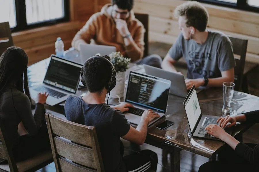 Revenue cycle team collaborating in a modern office